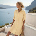 Gestreiftes Damen-Kleid mit Knopfleiste – Bild 6 | LuxeStyle