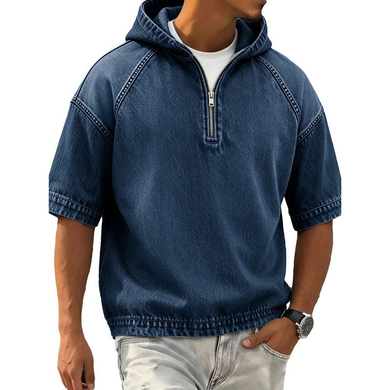 Sport Hoodie mit Half-Zip und Kapuze