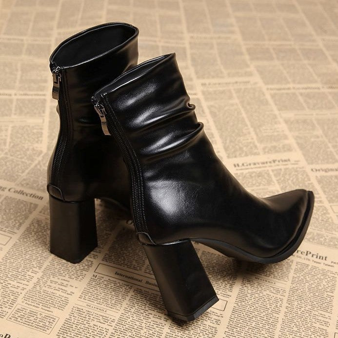 Warme Velours-Stiefel mit Absatz