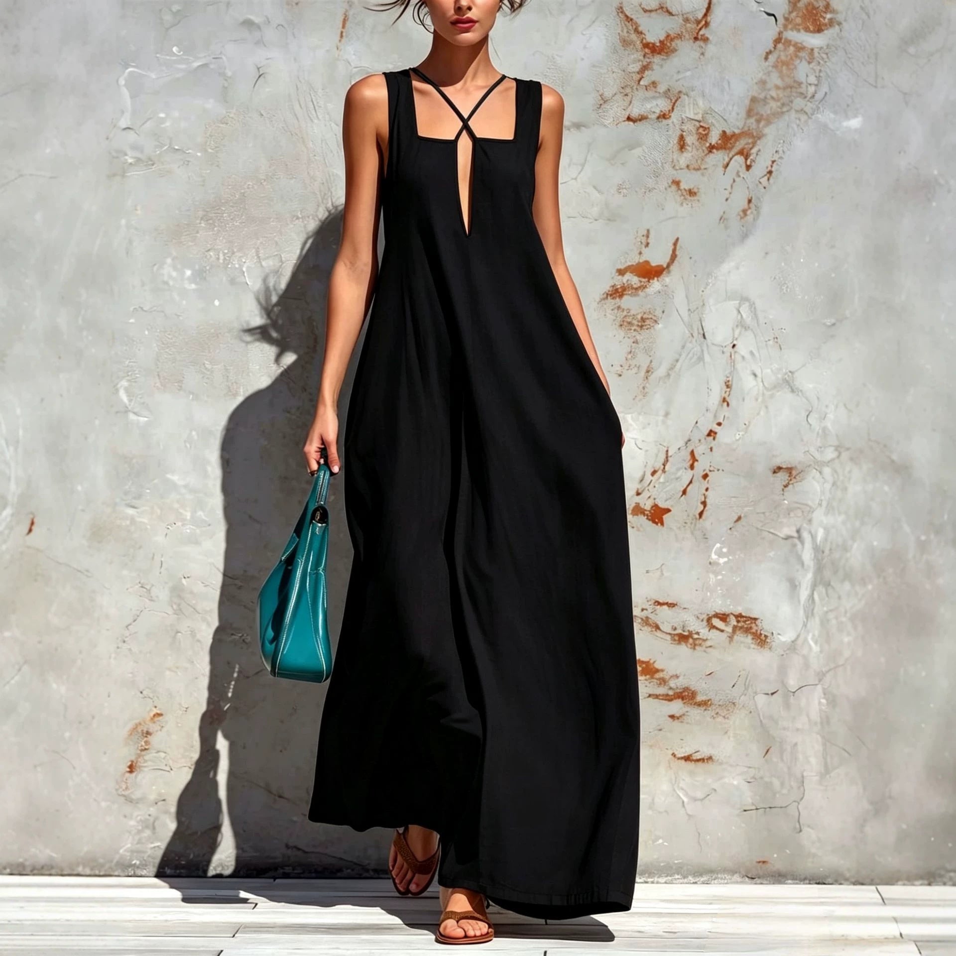Damen A-Linien Freizeitkleid aus Baumwoll-Leinen