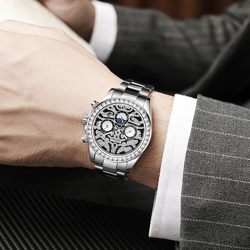 Multifunktionaler Herren-Armbanduhr mit Sonne Mond Stern Kalender, Was