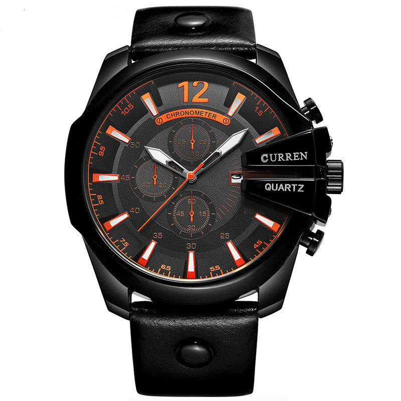 Quarz-Uhr mit Lederarmband, 30 m wasserdicht | LuxeStyle