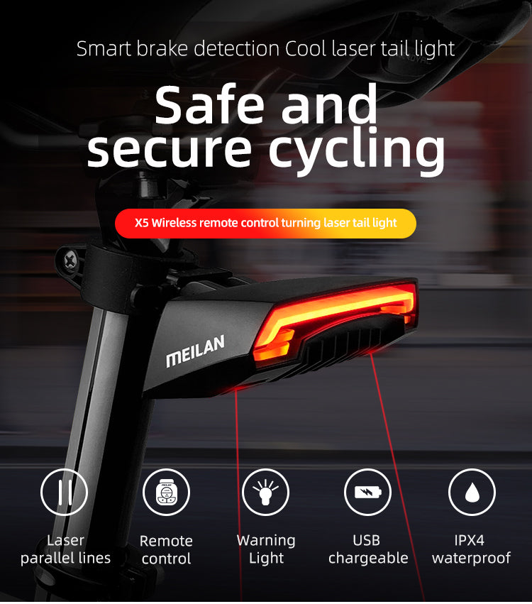 Bremslicht-Laser-Rücklicht für Velos