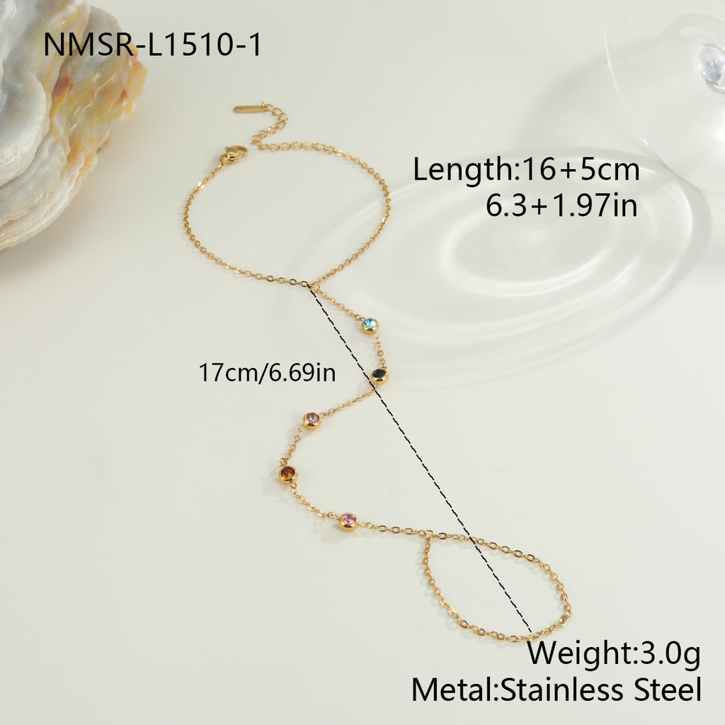 Ovale Zirkon-Fingerkette, 18K vergoldet – Bild 6 | LuxeStyle