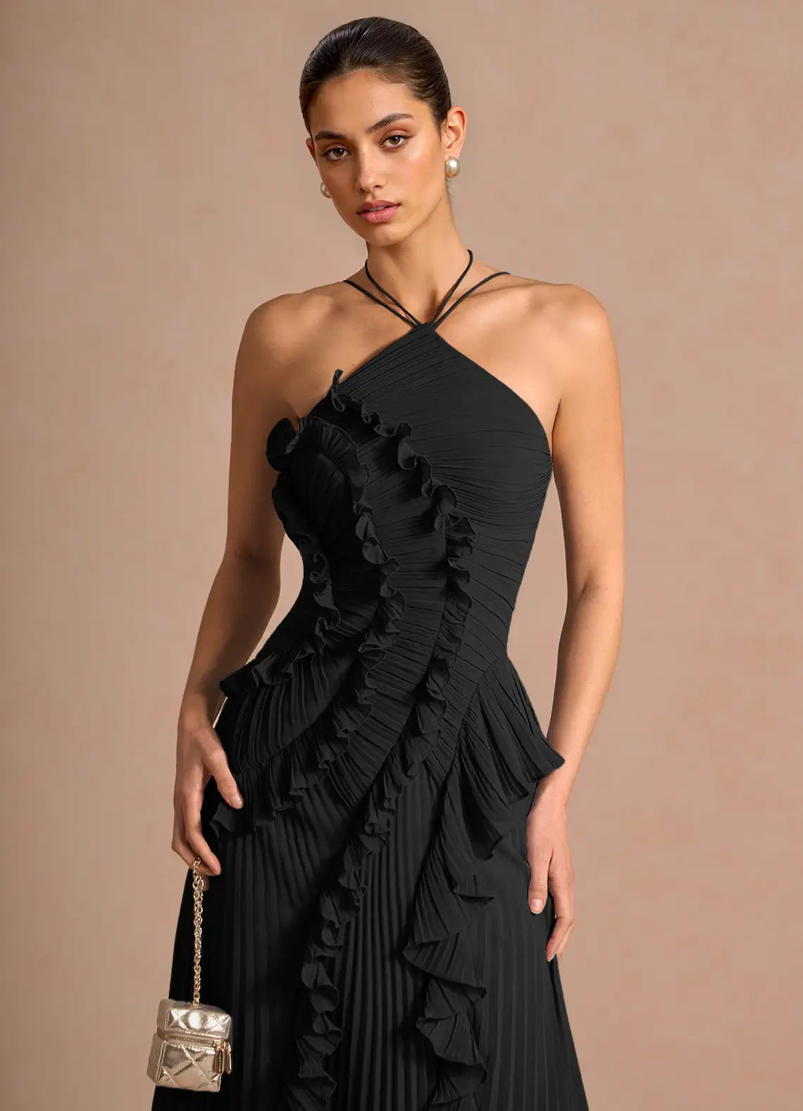 Elegantes Neckholder Chiffon-Kleid