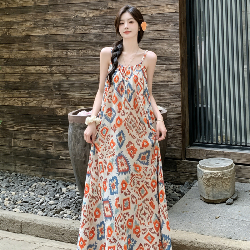 Boho-Kleid mit Ethno-Print und A-Linie
