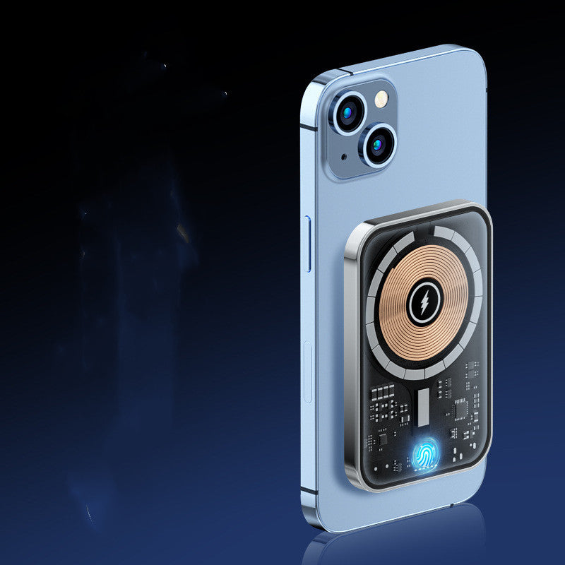 Transparente kabellose Powerbank, magnetisch