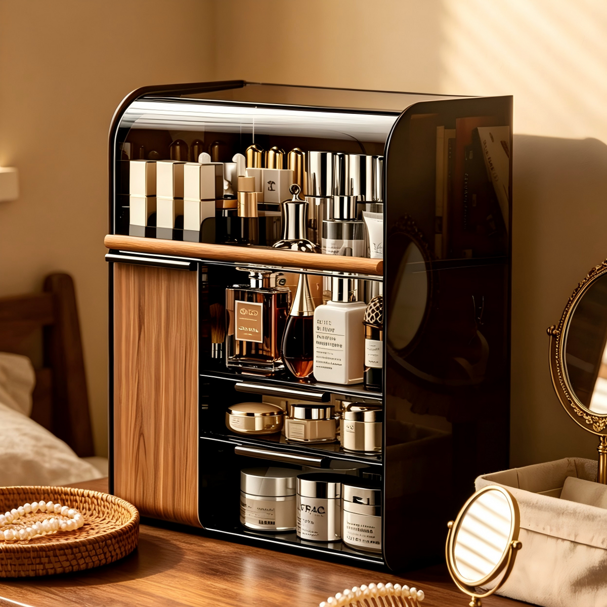 Kosmetikaufbewahrungsbox mit Pinsel- und Lippenstiftfach – Bild 7 | LuxeStyle