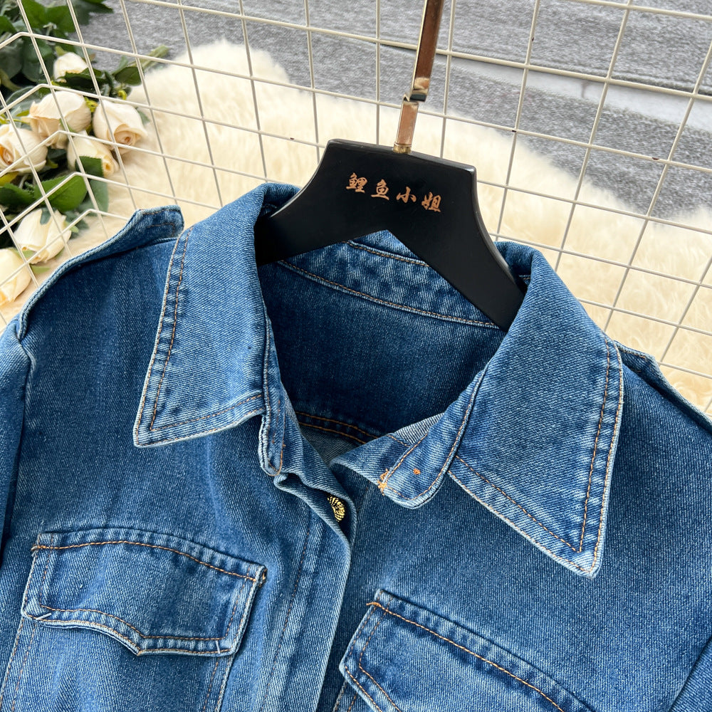 A-Linien Denim-Kleid mit Patchwork-Details | LuxeStyle