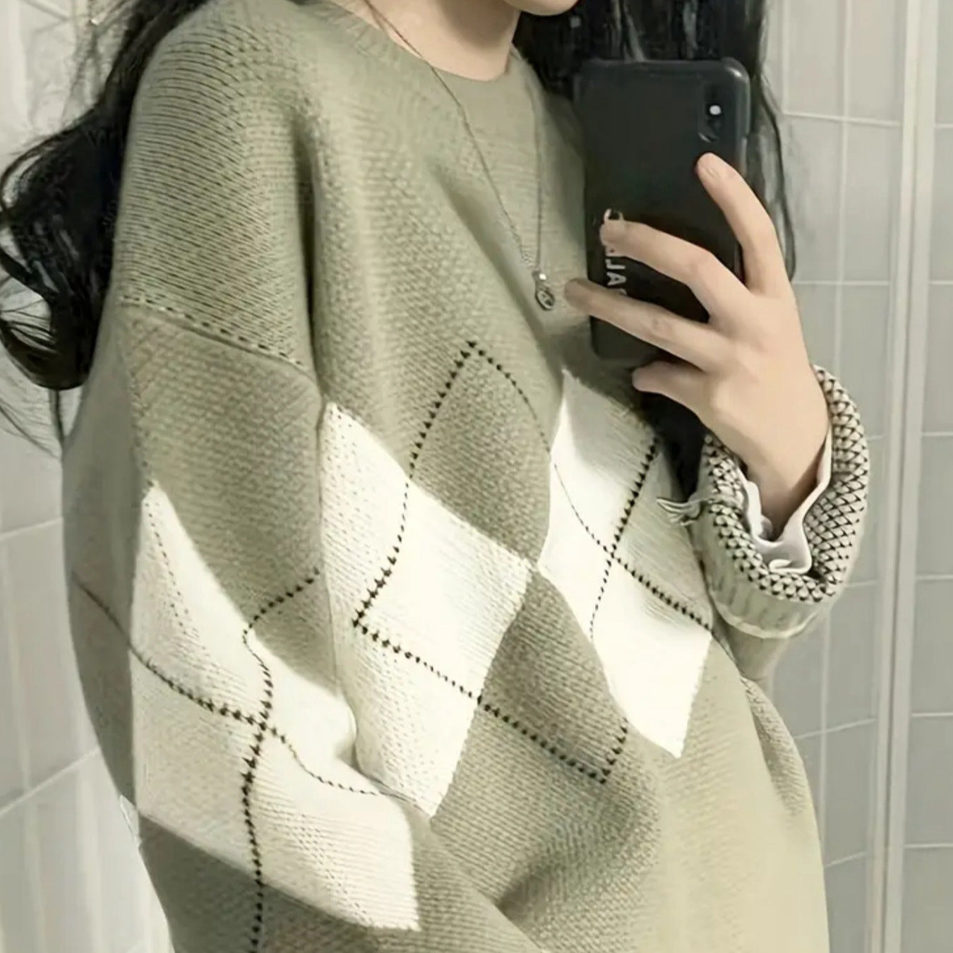 Color-Block Strickpullover mit Rundhals für Damen