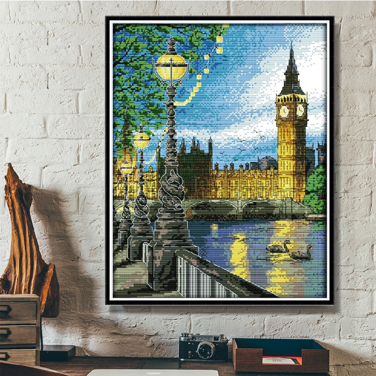 Kreuzstich-Set Londoner Glockenturm bei Nacht