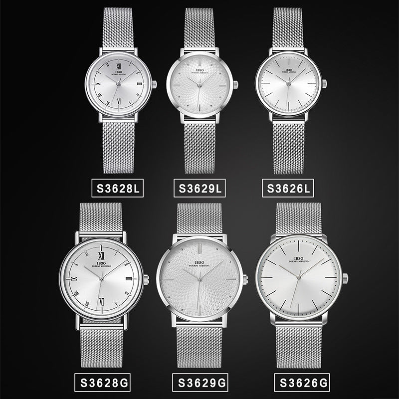 Quarz-Paaruhr mit ultra-dünnem Edelstahl-Mesh-Armband – Bild 2 | LuxeStyle