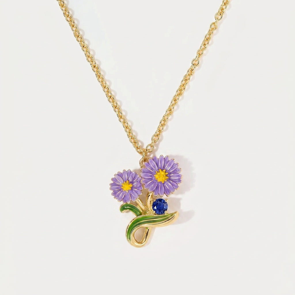 Geburtsblumen-Halskette mit Monatsblüte