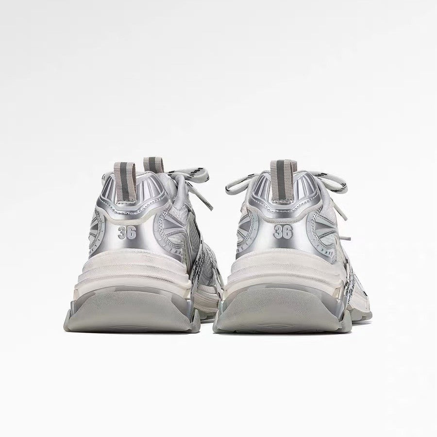 Silberne Chunky Dad-Sneaker im Color-Block-Design