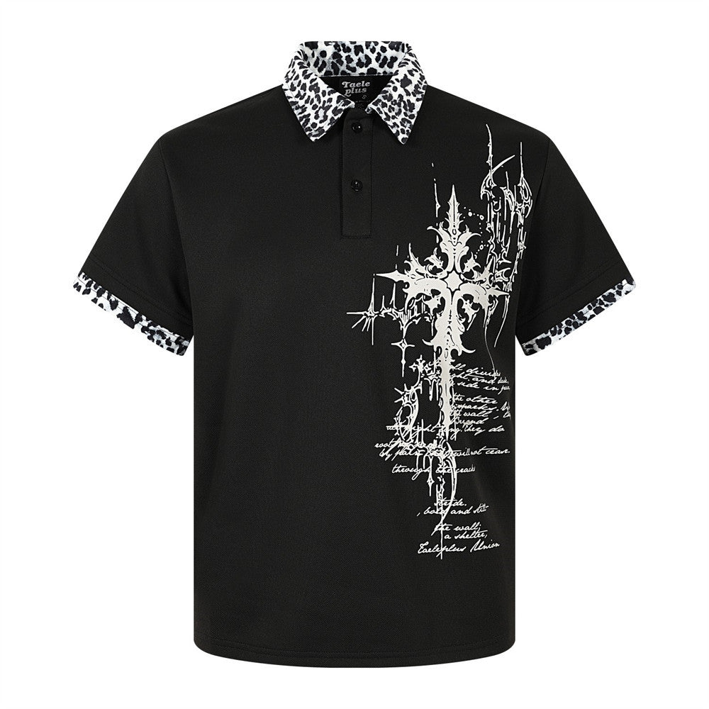Leopard-Print Graffiti-T-Shirt Herren Kurzarm