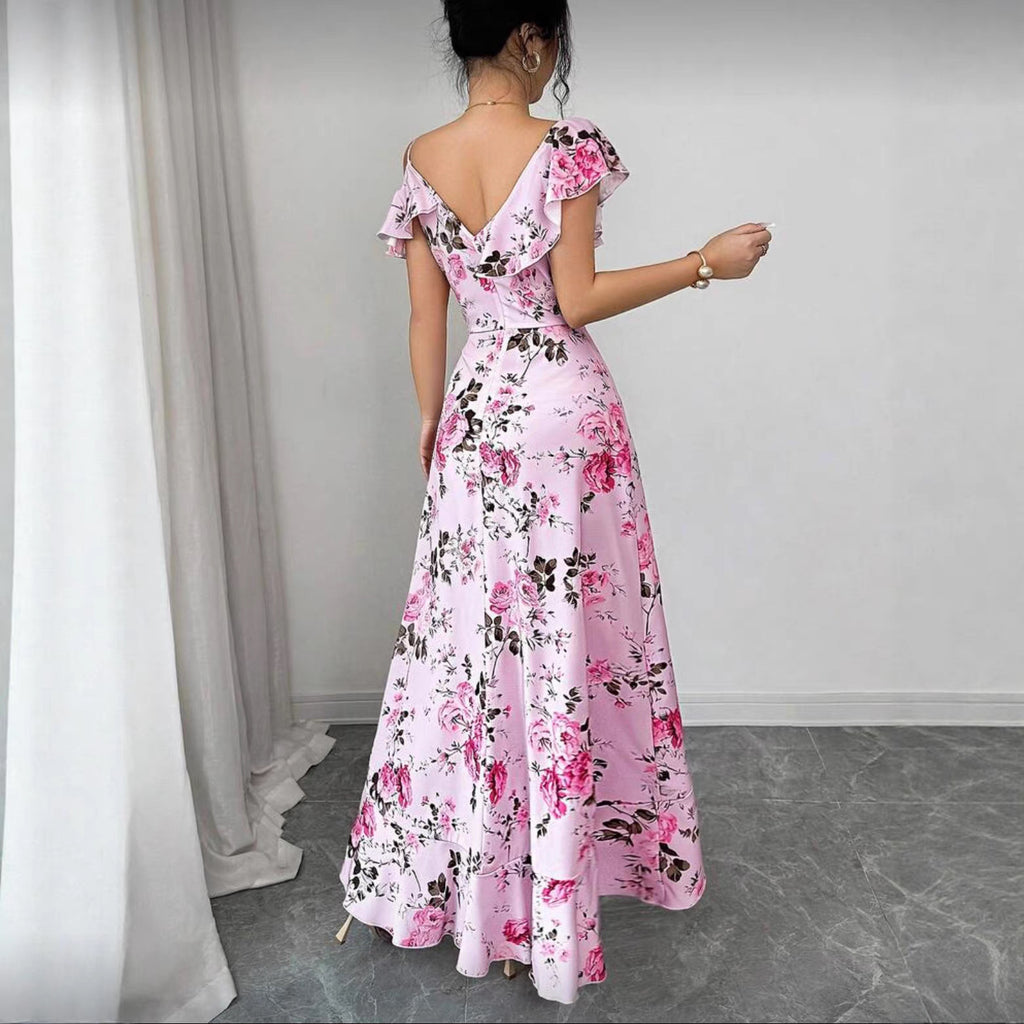 Geblümtes Maxi-Kleid mit U-Boot-Ausschnitt – Bild 4 | LuxeStyle