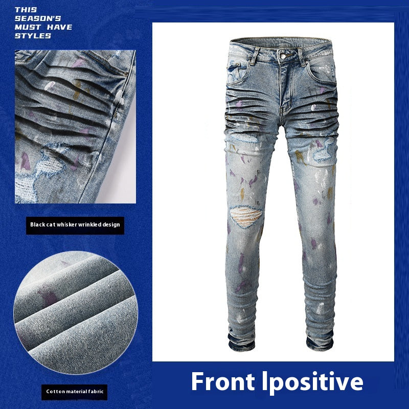 Ripped Slim Fit Jeans für Herren – Hellblau