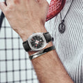 Herren Quarz-Armbanduhr mit Lederarmband