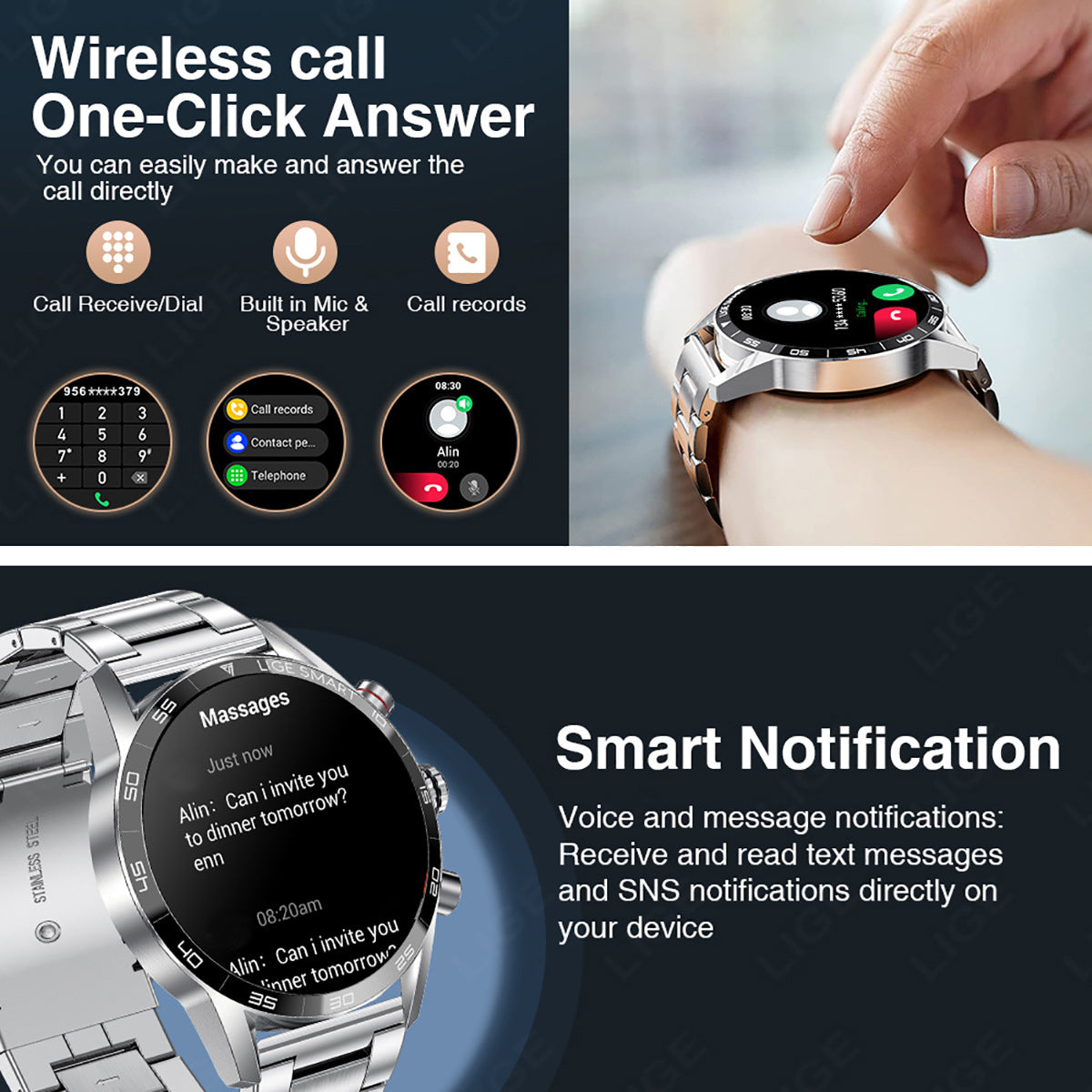 Smartwatch mit Blutdruck- und Herzfrequenzmessung
