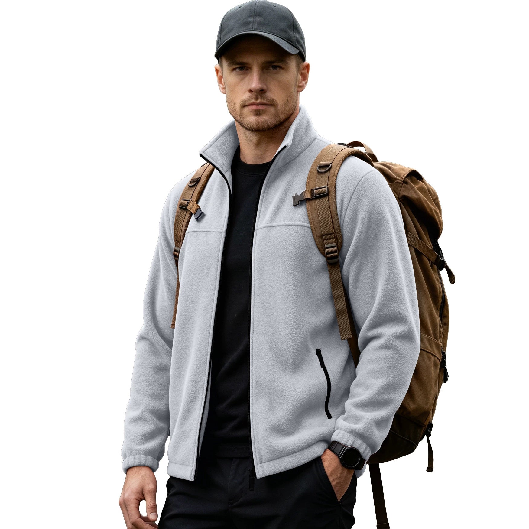 Herren Fleecejacke mit Stehkragen und Reissverschluss