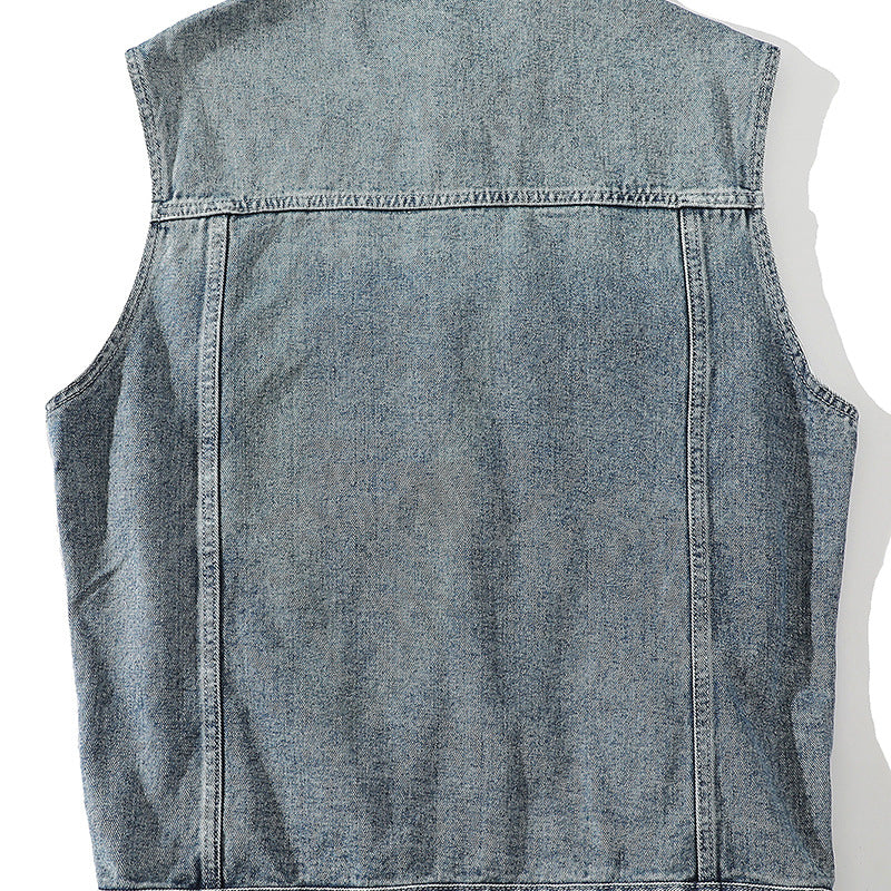 Ärmellose Jeansjacke mit Stehkragen für Herren