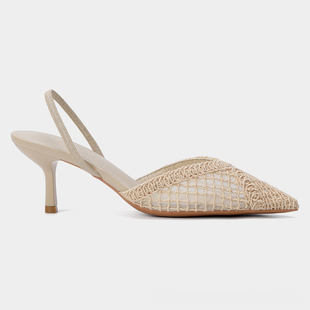 Elegante Mesh-Stiletto-Sandalen mit spitzer Zehe