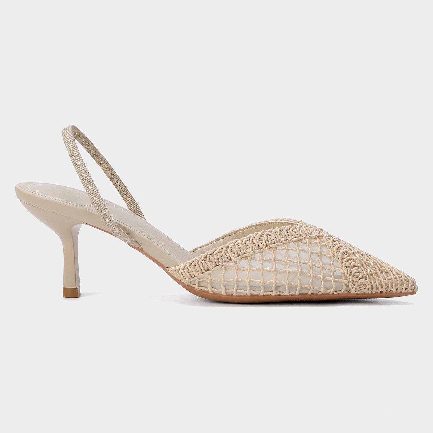 Elegante Mesh-Stiletto-Sandalen mit spitzer Zehe