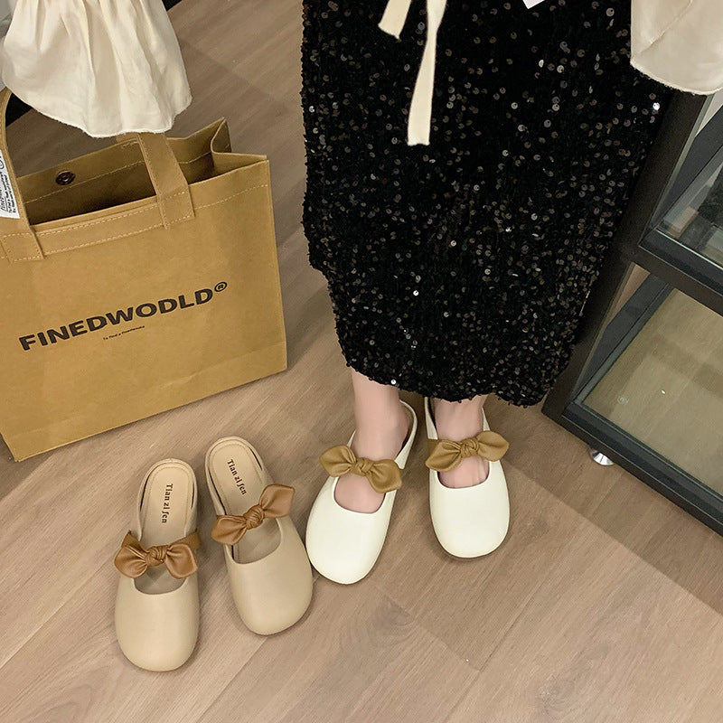 Französische Slip-on Pantoletten mit Schleife | LuxeStyle