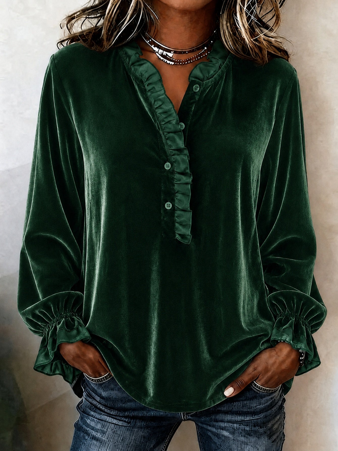 Samt Langarmshirt für Damen