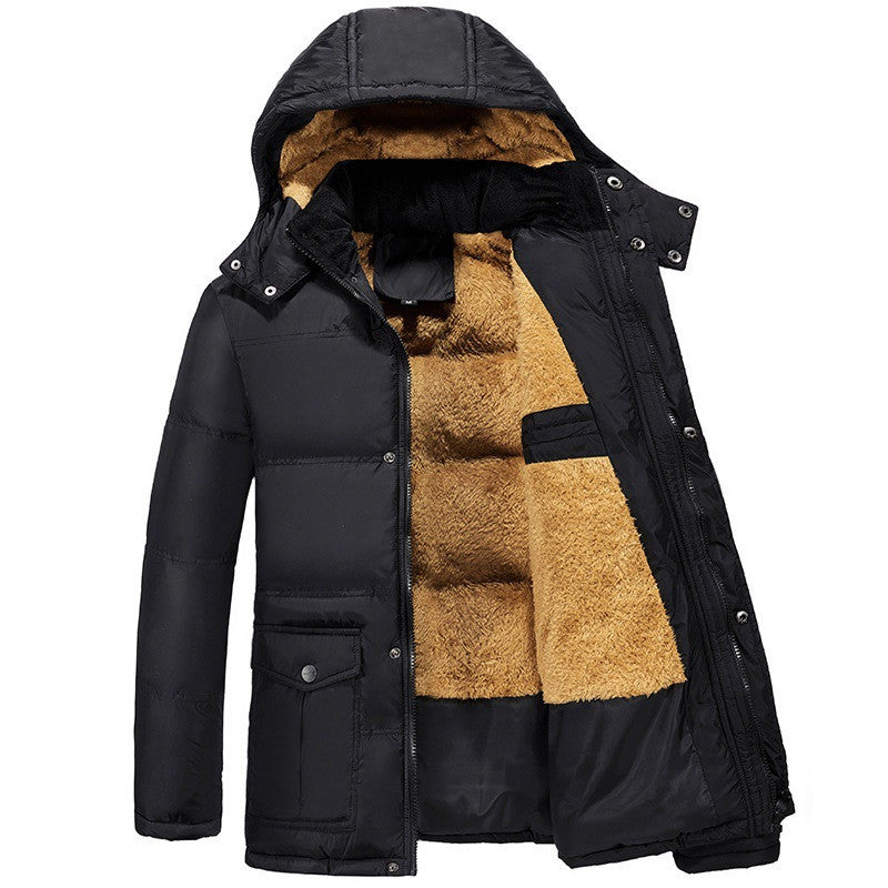 Gefütterte Winterjacke für Herren mit Kapuze