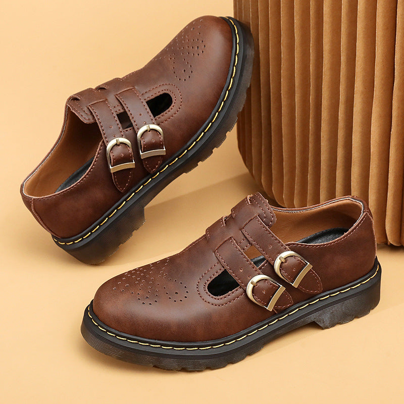 Mary Jane Flats aus Spaltleder