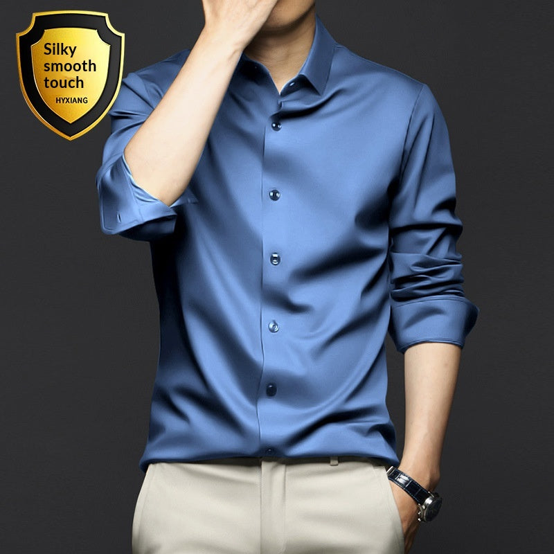 Männer Satin Shirt, einfarbig, Slim Fit – Bild 2 | LuxeStyle