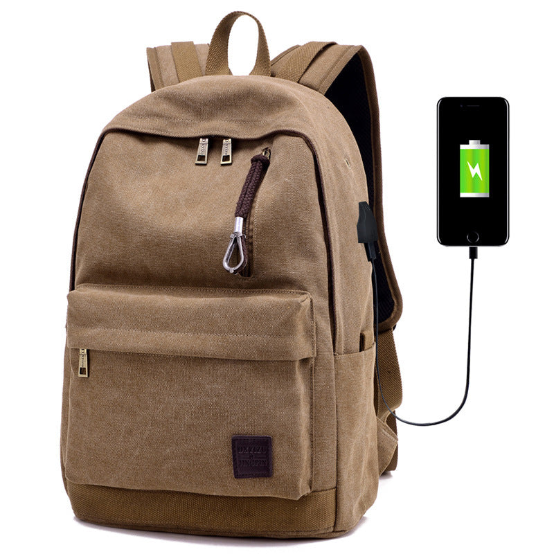 Canvas-Rucksack mit USB-Ladeanschluss | LuxeStyle
