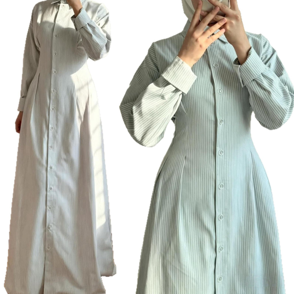 Gestreiftes Langarm-Hemdblusenkleid