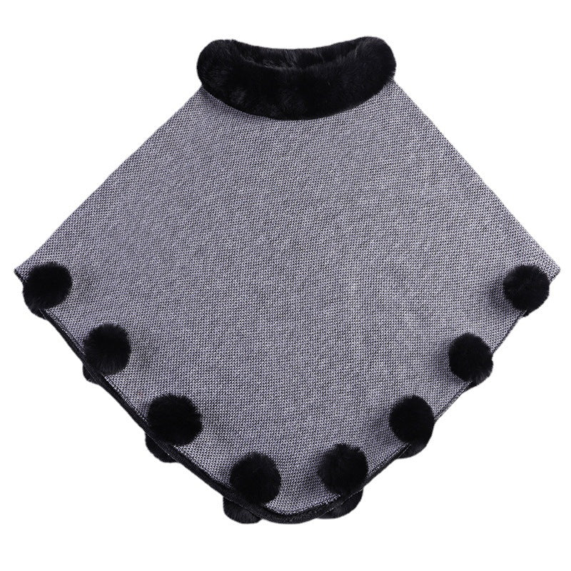 Damen-Poncho mit Fellkugel – Bild 2 | LuxeStyle