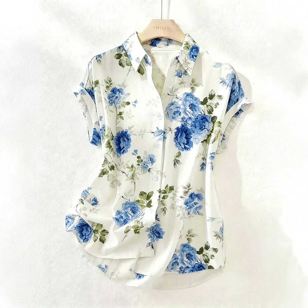 Bluse mit Blumenmuster und Reverskragen