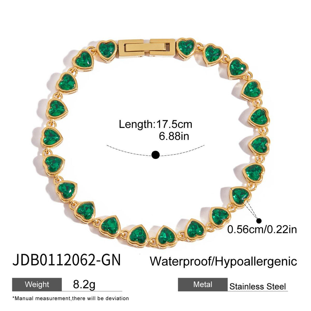 Champagner-Gold Armband mit grünem Herz – Bild 3 | LuxeStyle