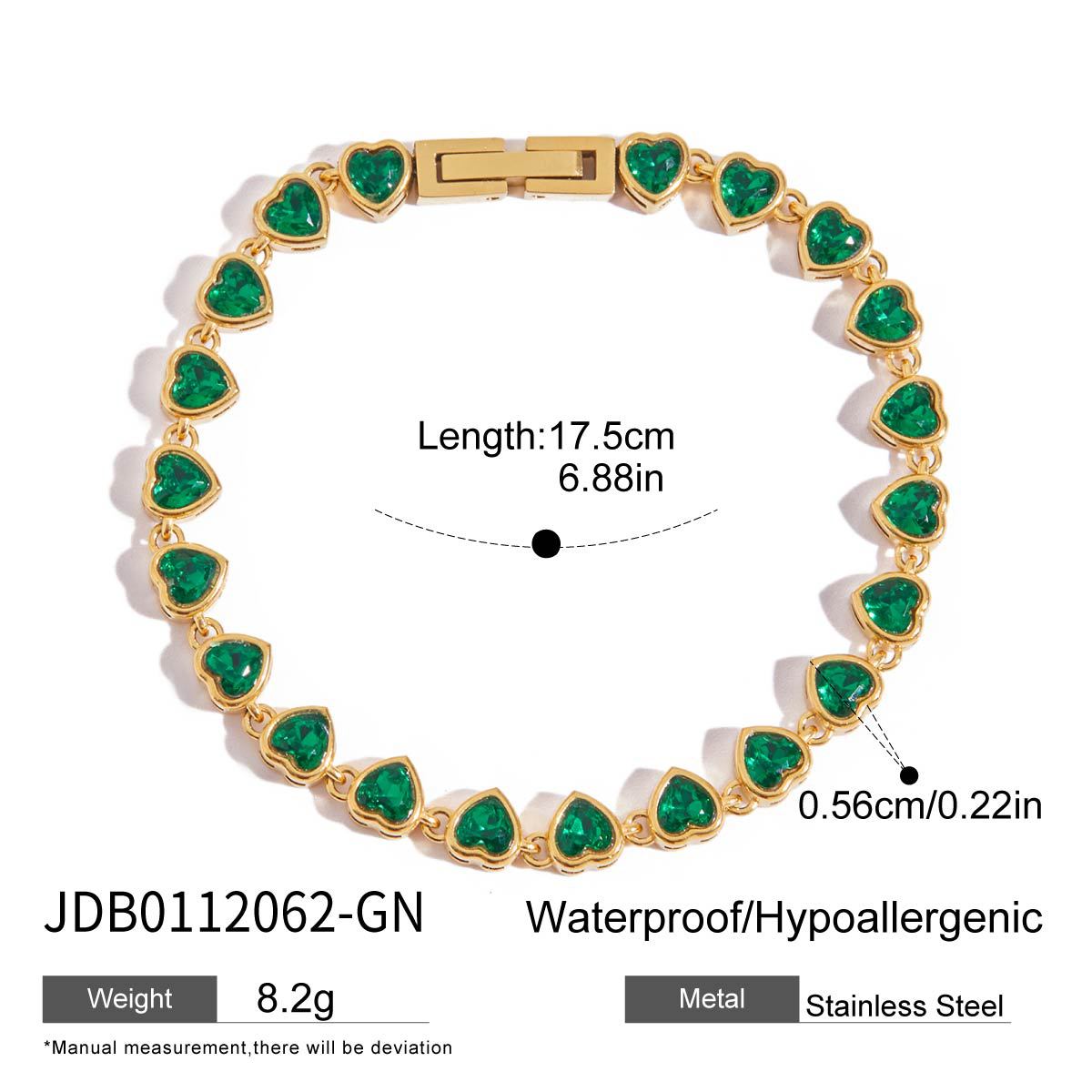 Champagner-Gold Armband mit grünem Herz – Bild 3 | LuxeStyle