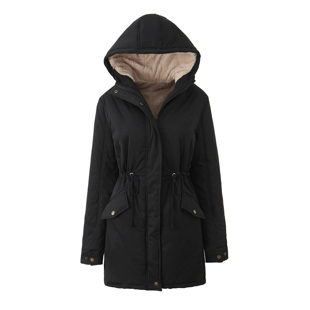 Schwarzer Daunen‑Coat mit Kapuze – Bild 7 | LuxeStyle