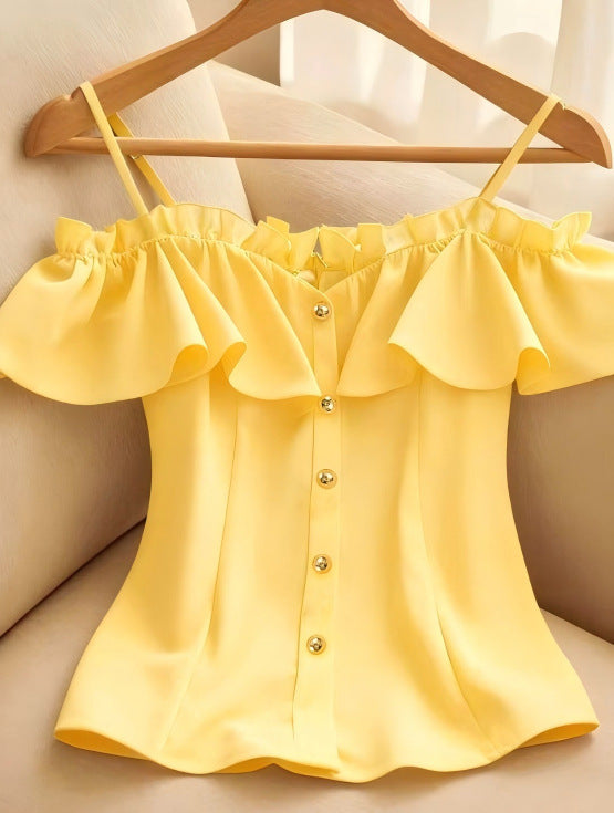 Elegante Off-Shoulder Camisole Bluse mit Rüschen – Bild 5 | LuxeStyle