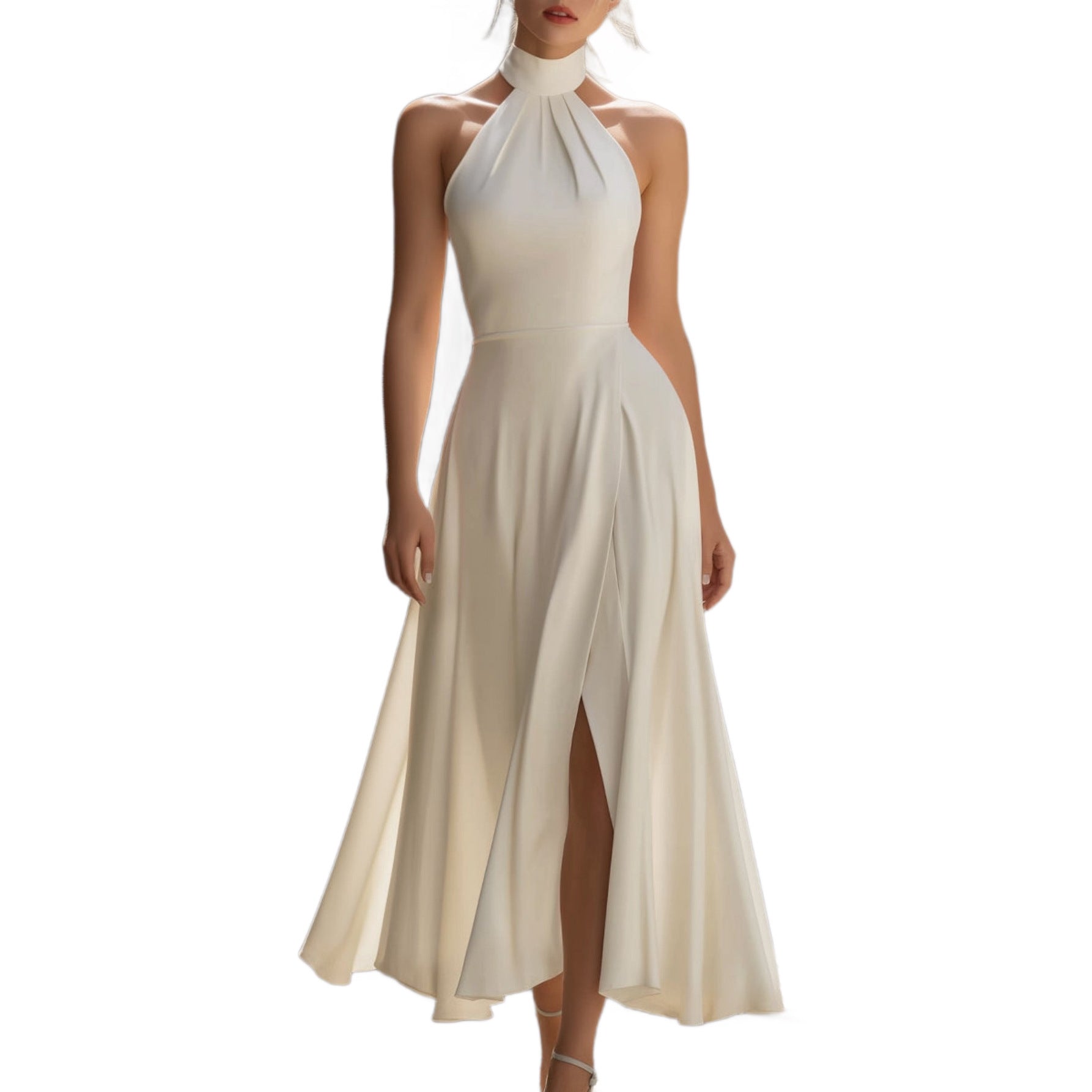 Elegantes, tailliertes Neckholder-Abendkleid