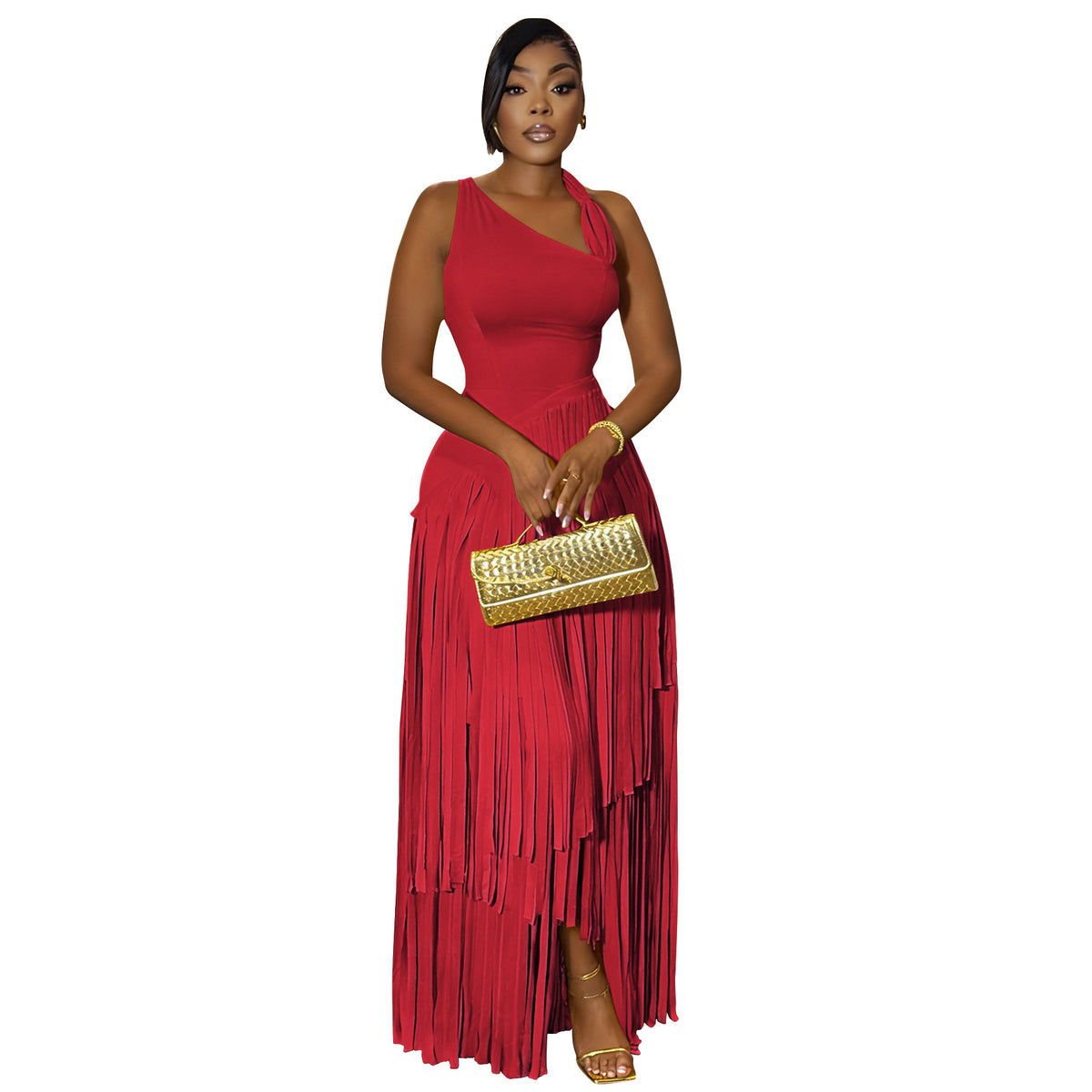 Ärmelloses Kleid mit Quasten – Bild 3 | LuxeStyle