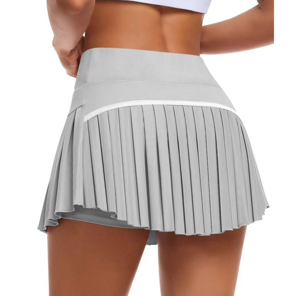 High-Waist Faltenrock mit Anti-Expositions-Design