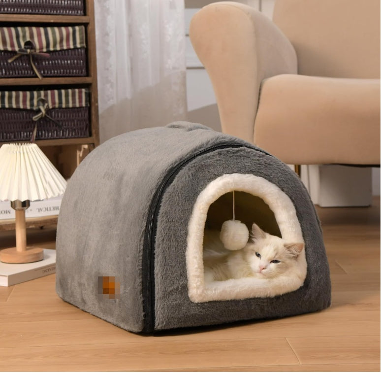 Faltbares Katzenbett mit Höhle