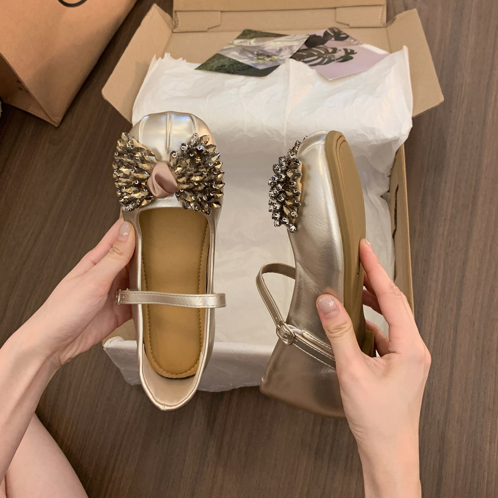 Mary Jane Flats mit Strass-Schleifen