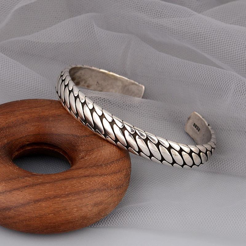 Silber-Armreif «Serpent» · S925, Schlangenschuppen-Optik
