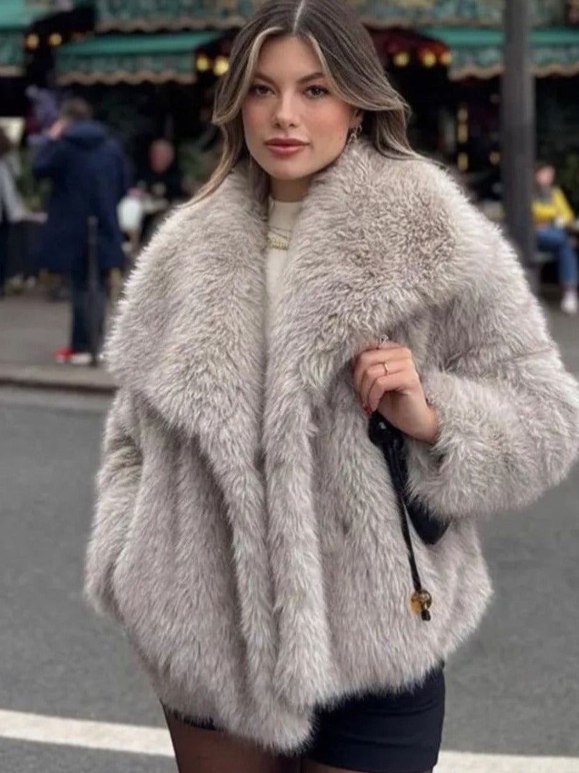 Winter Plüschjacke – Flauschige Lapel Jacke