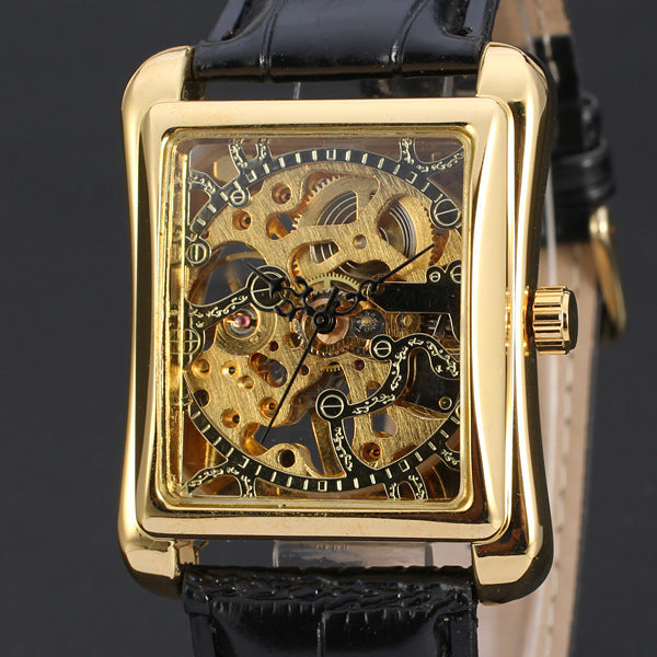 Goldmechanische Uhr mit Lederarmband – Bild 4 | LuxeStyle