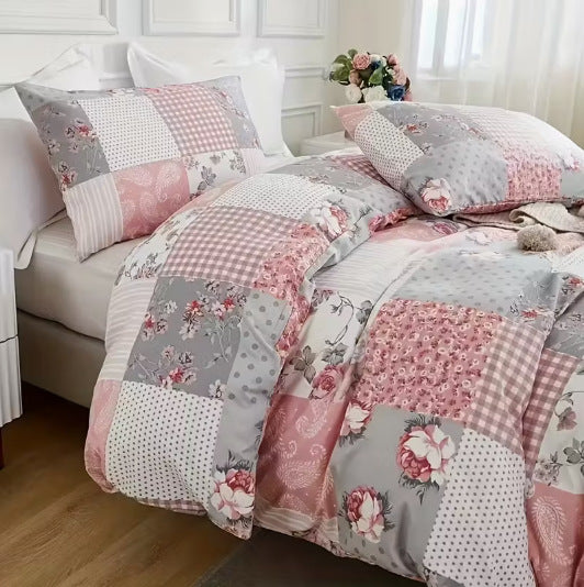 3-teiliges Blumen-Patchwork-Set
