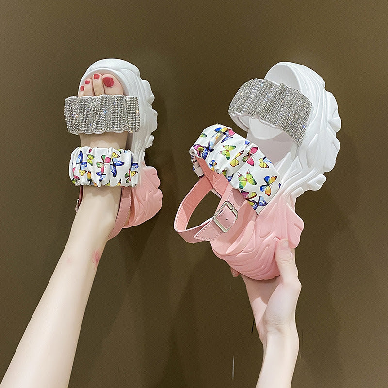 Gradient Platform Sandalen mit Riemen – weiss/blau/pink – Bild 6 | LuxeStyle